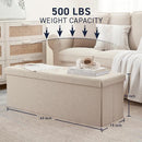 Ornavo Home 43" Folding Extra Large Storage Bench, Linen, B0D4WLVGV6 - Beige - Brand New
