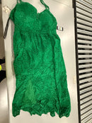 GUESS SUMMER GREEN RUFFLED LIEN FLORAL LACE MAXI DRESS SIZE 14 - GREEN - Brand New