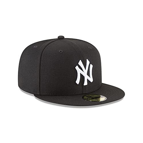NEW ERA 59FIFTY NEW YORK YANKEES FITTED HAT SIZE: MEN 8 - BLACK/WHITE - Like New