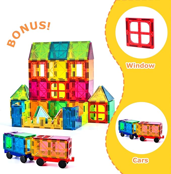 COSSY 120Pcs Magnet Tiles 3D Building Blocks Set T-MT-120-9X - Multicolor - Like New