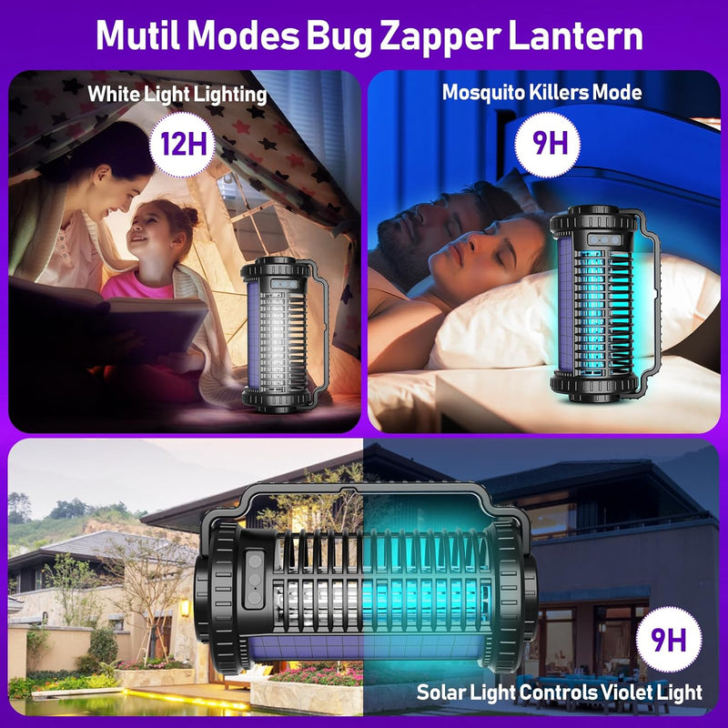 Lemyzo BK-29 Solar Bug Zapper Outdoor, Mosquito Light Sensor, 4000mAH - BLACK Like New