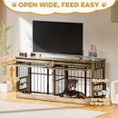 HUGCOZ 78" Double Dog Crate Furniture with Wheels - Greige - Like New