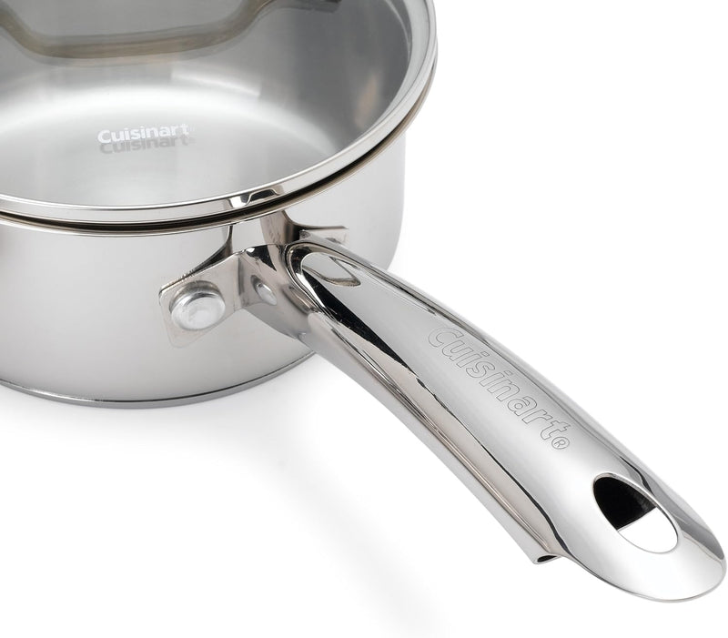 CUISINART 77-8OT Stainless 8 Piece Cookware Set with Glass Lids - Like New