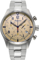 Alpina Startimer Pilot Chronograph Swiss Quartz - Cream Dial/ Stainless Steel Like New