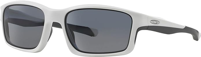 Oakley Men's OO9247 Chainlink Rectangular Sunglasses Grey Polarized/Matte White - Like New