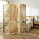 MYGIFT 6-PANEL LARGE BAMBOO ROOM DIVIDER ASIAN BIRDS - DARK BROWN - Like New