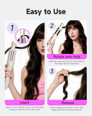 TSUYAGLA AUTOMATIC HAIR CURLER 1 1/4 INCH CURLING IRON 3 TEMP 500MILLION - WHITE - Like New