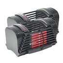 POWERBLOCK 50 ADJUSTABLE DUMBBELLS, SOLD IN PAIRS, 10-50 LB - BLACK/RED - Like New