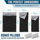ZONE TECH DOUBLE CAMPING SLEEPING BAG WITH 2 PILLOWS 3-4 SEASON TA0005 BLACK/RED - Brand New