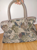 LUCAS TRAVEL BAG TAPRESTRY, 15", FLORAL DRAWINGS, PLANTS - GRAY - Like New