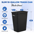PLASTIC PRINCE 10 GALLON TRASH CAN BLACK WASTE BASKET FOR BATHROOM KITCHEN - Like New