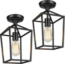 BESLOWE 2-PACK FARMHOUSE SEMI FLUSH MOUNT CEILING LIGHT FIXTURES FOR BLACK - Like New