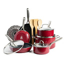 CC004692-001 RED VOLCANO TEXTURED CERAMIC NONSTICK, 14 PIECE COOKWARE SET - Like New