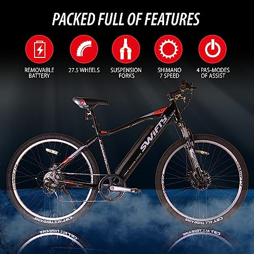 SWIFTY AT656 ELECTRIC BIKE FROM 36 VOLT 250W ELECTRIC BIKE FOR ADULTS – BLACK - Like New