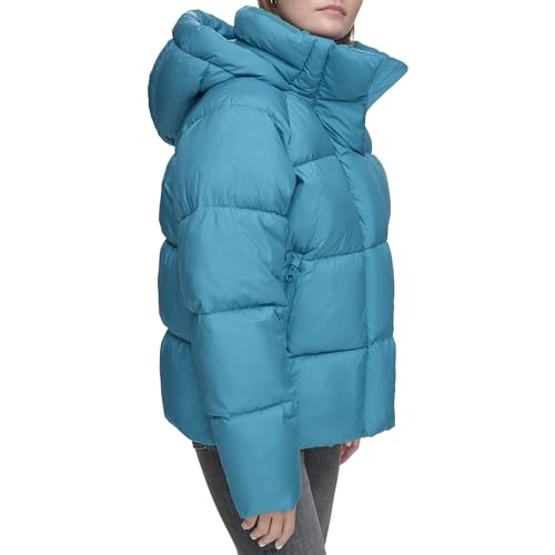 LW3RP696 LEVI'S WOMEN'S SELMA HOODED PUFFER JACKET OCEAN BLUE SIZE M - Brand New