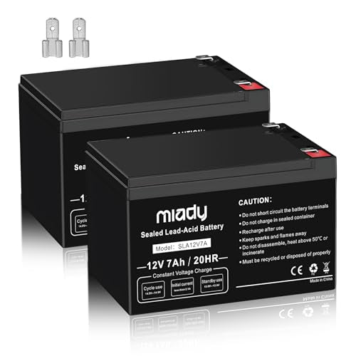 MIADY 12V 7AH RECHARGEABLE SEALED LEAD ACID BATTERY 2 PACK SLA12V7A - Black - Like New
