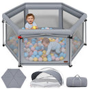 EVER ADVANCED FOLDABLE BABY PLAYPEN WITH 3CM MAT BABY BEACH TENT -GREY - Like New