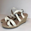 CHARLES BY CHARLES DAVID EGGSHELL NORWAY ESPADRILLES WEDGES - 8.5 - TAN/WHITE - Like New
