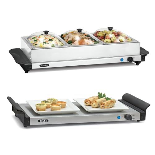BELLA 3 x 1.5 Quart Triple Electric Buffet Server Food Warming - Stainless Steel - Like New