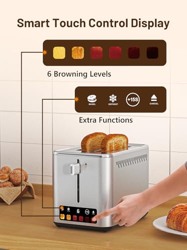 KEENSTAR TOUCH SCREEN 2-SLICE TOASTER WITH 6 BROWNING 900W ST-265TC - SILVER - Like New