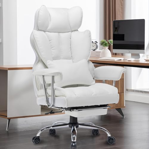 EFOMAO DESK OFFICE CHAIR 400LBS BIG AND TALL OFFICE CHAIR - WHITE - Like New