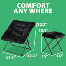 OAKHAM Comfy Chair for Adults, Soft Faux Fur Folding Lounge, X-Large -Black - Like New