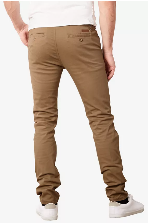 GALAXY BY HARVIC MEN'S SUPER STRETCH SLIM CHINO PANTS - DARK KHAKI - 34X32 - Brand New