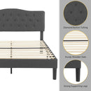 VECELO UPHOLSTERED PLATFORM BED FRAME WITH ADJUSTABLE HEADBOARD, QUEEN - GRAY - Like New