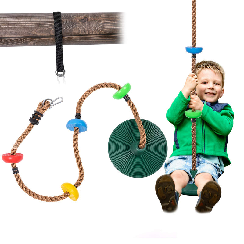 SUNNYGLADE 6.5FT CLIMBING ROPE TREE SWING SEAT SEAT SET WITH DISCS - MULTICOLOR - Like New