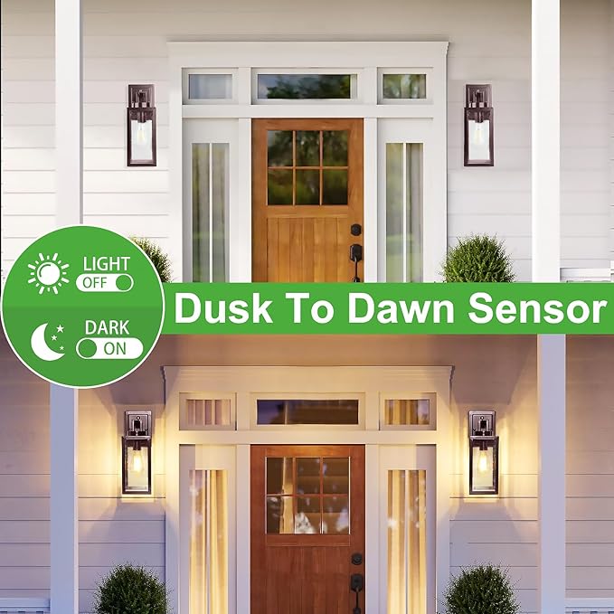 MUYI by VERRON 2 PACKS DUSK TO DAWN OUTDOOR WALL LANTERN - Oil-Rubbed Bronze - Like New
