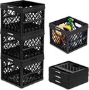 CLEVERMADE COLLAPSIBLE MILK CRATE, 25L 6 GAL STACK, 8534174-AAY3PK - OBSIDIAN - Like New