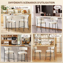 Ckaff Set of 2 Bar Stool Chair Padded Seat Backrest Bistro Stool - White - Brand New