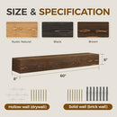 YLYHSST 60" Rustic Wood Mantel Bracket - Brown - HOLLOW - Like New