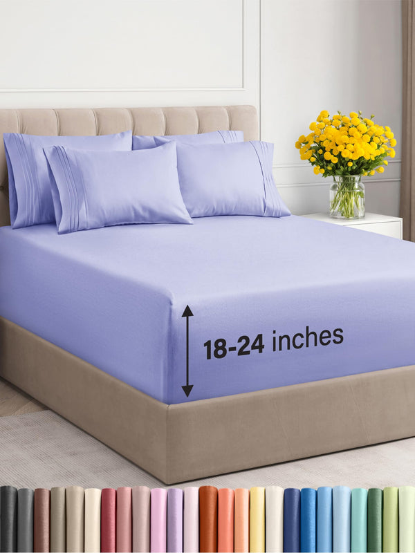CGK UNLIMITED EXTRA DEEP QUEEN SHEET SET BREATHABLE COOLING SHEETS - LAVENDER - Like New