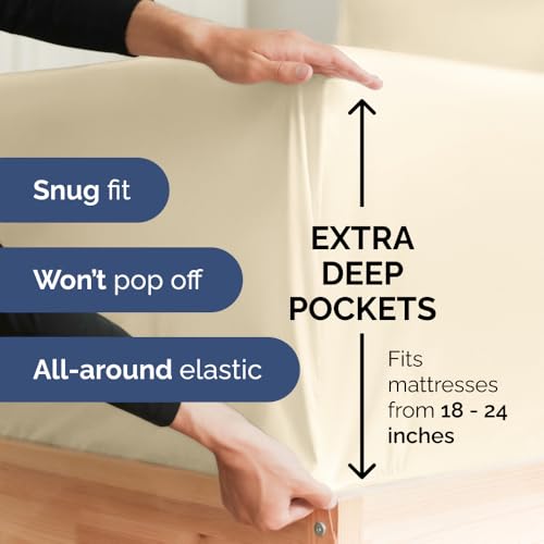 CGK UNLIMITED EXTRA DEEP QUEEN SHEET SET - 6 PIECE - CGK-UNLIMITE - OFF-WHITE - Like New