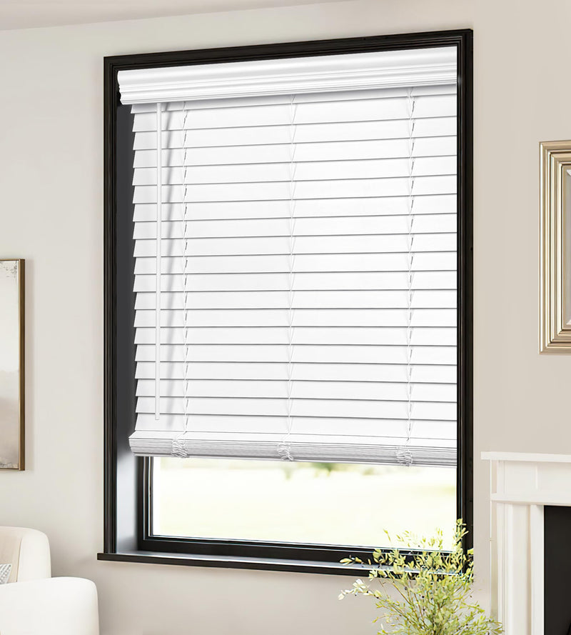 LazBlinds 2" Cordless Faux Wood Blinds Royal Valance Room Darkening Horizontal - Like New