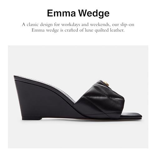 CP910 COACH WOMEN'S EMMA WEDGE SANDAL SIZE 8 (AU/UK W6) (EU W38.5) - BLACK - Like New