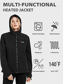 PTAHDUS HEATED JACKET 5 HEAT ZONES INCLUDED 12V BATTERY HEATED COAT BLACK L - Like New