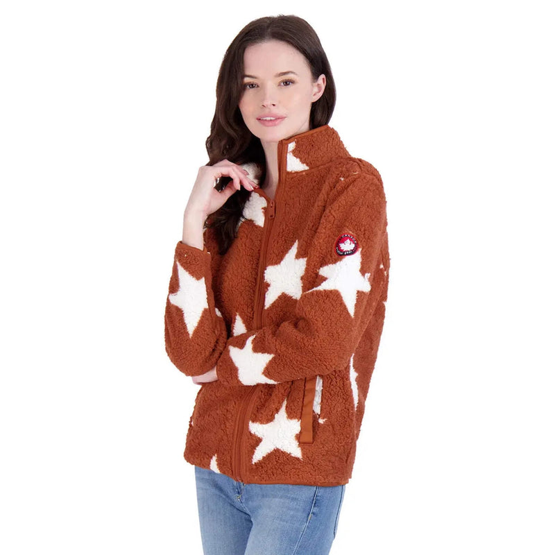 CANADA WEATHER GEAR WOMEN'S FULL ZIP SHERPA JACKET - SIZE: L - RUST/WHITE STAR - Brand New