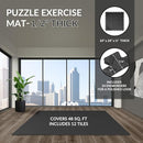 SIGNATURE FITNESS PUZZLE EXERCISE MAT WITH EVA FOAM INTERLOCKING TILES - BLACK - Like New