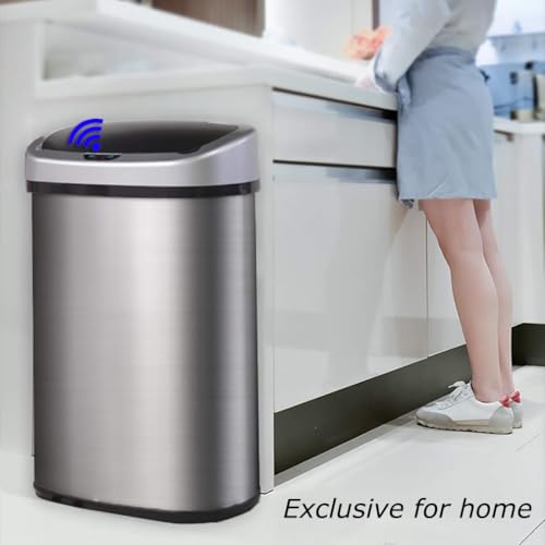 FDW KITCHEN TRASH CAN WITH LID BRUSHED STAINLESS STEEL RECTANGULAR TC-1350R - Like New
