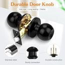 DL607BKBK-6P PROBRICO BALL PRIVACY INTERIOR DOOR KNOBS BEDROOM, 6 PACK - BLACK - Brand New