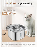 UPSKY Cat Water Fountain Stainless Steel 101oz/3L Cat Fountain for Drinking Like New