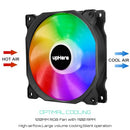 UpHere RGB LED 120mm Case Fan Quiet Edition High Airflow 5 Pack C8123 - Black - Like New