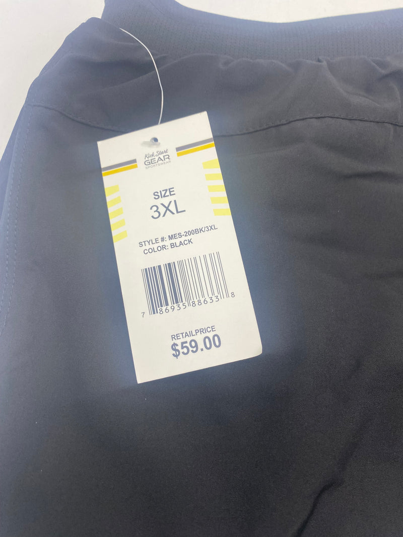 KICK START GEAR SPORTSWEAR SHORTS - SIZE: MEN 3XL - BLACK - Brand New