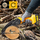 TIETOC MINI CORDLESS CHAINSAW 6 INCH HANDHELD CHAIN SAW - YELLOW/BLACK - Like New