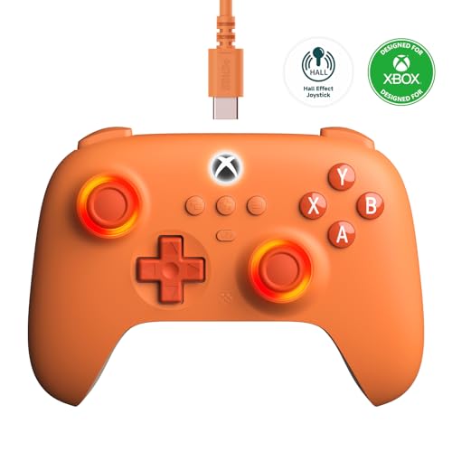 8BITDO ULTIMATE C WIRED CONTROLLER FOR XBOX HALL EFFECT JOYSTICKS 82CF - ORANGE - Like New