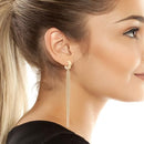 ALLSAINTS JEWELRY WOMEN'S RAE HEXAGON CHAIN FRINGE EARRINGS GOLD BRASS - Brand New