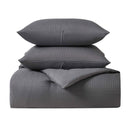 KATHY IRELAND 3-PIECE WAFFLE DOWN ALTERNATIVE COMFORTER SET KING SIZE - GRAY - Like New