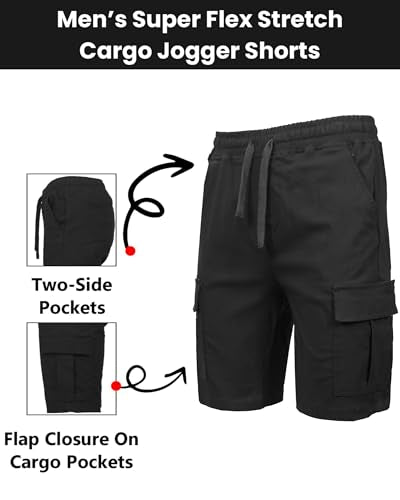 GALAXY BY HARVIC MEN’S SLIM FIT SUPER FLEX CARGO JOGGER SHORTS, SIZE 2XL -Camo - Brand New